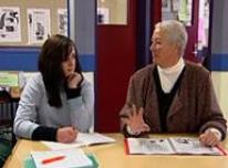 Valerie Steel coaches a student.